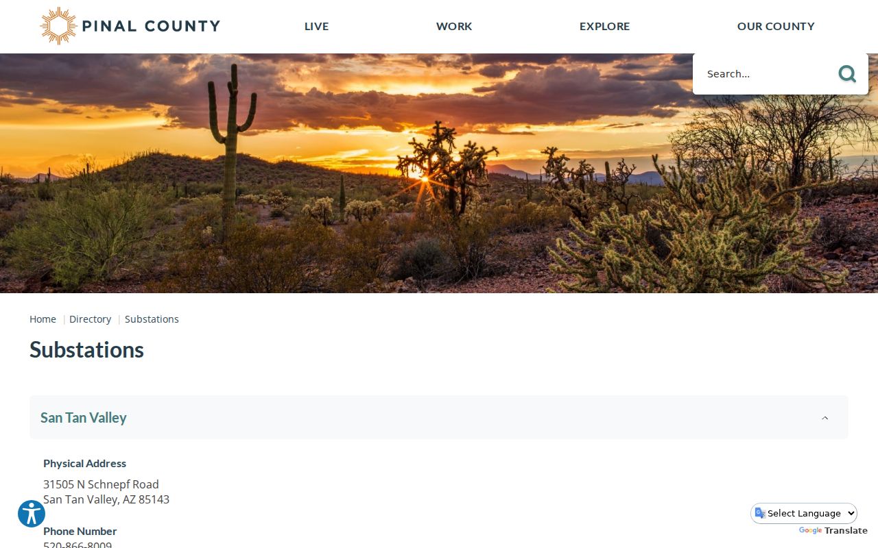 Pinal County arrest records PCSO substation directory