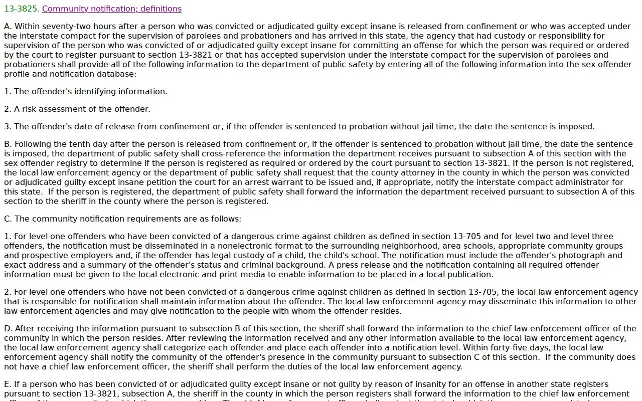 Pinal County sex offender community notification law